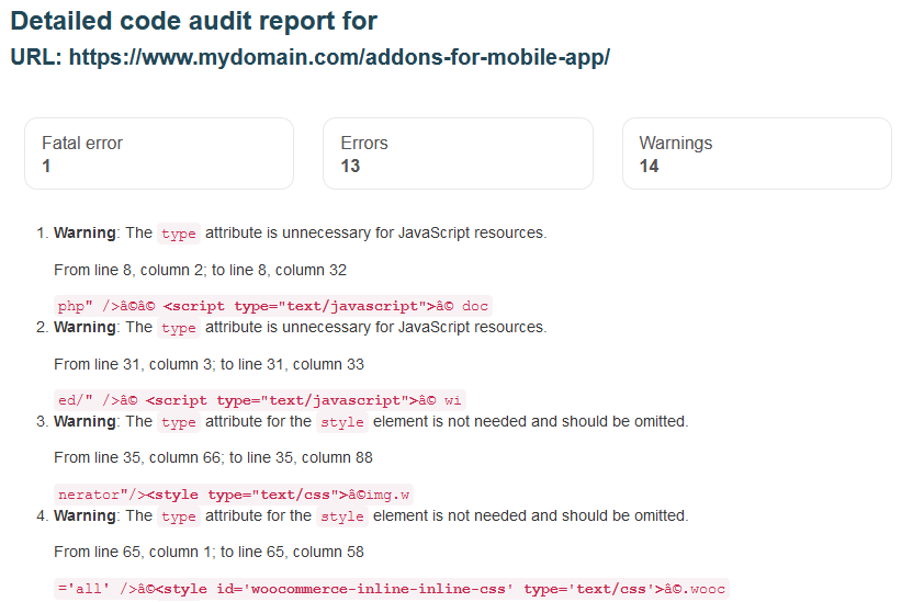 Detailed code audit report
